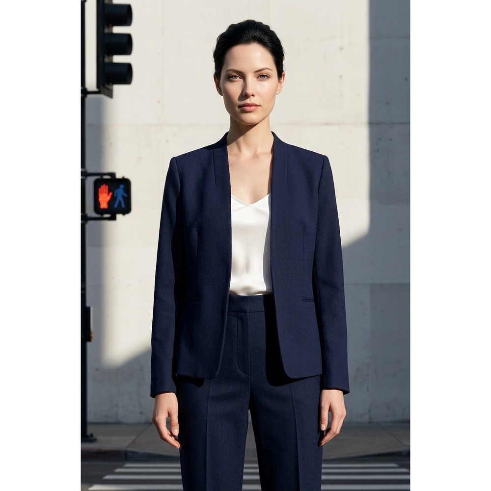 J. Crew Going-out Blazer Navy Blue Stretch Twill Open Front H2743 Size 14